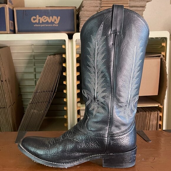 COWTOWN Men's Size 10.5 EE Black Bullhide Leather Rodeo Cowboy Boots W-906 - Picture 6 of 10